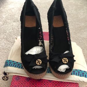 Black Jackie 110MM Wedge Espadrille Crochet